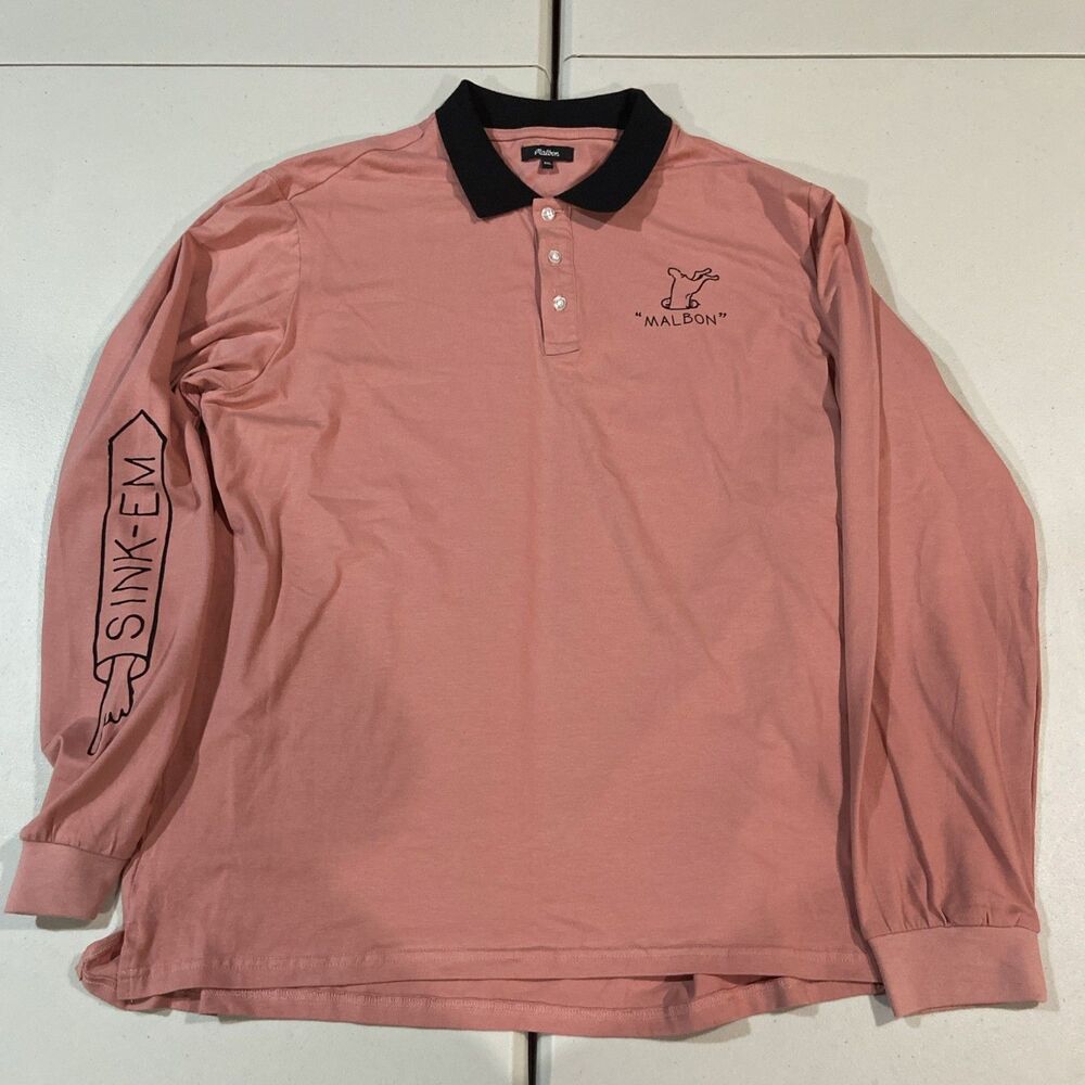 Malbon Golf Sink Em Dog Pink Sleeves Contrast Collar Longsleeve 2XL
